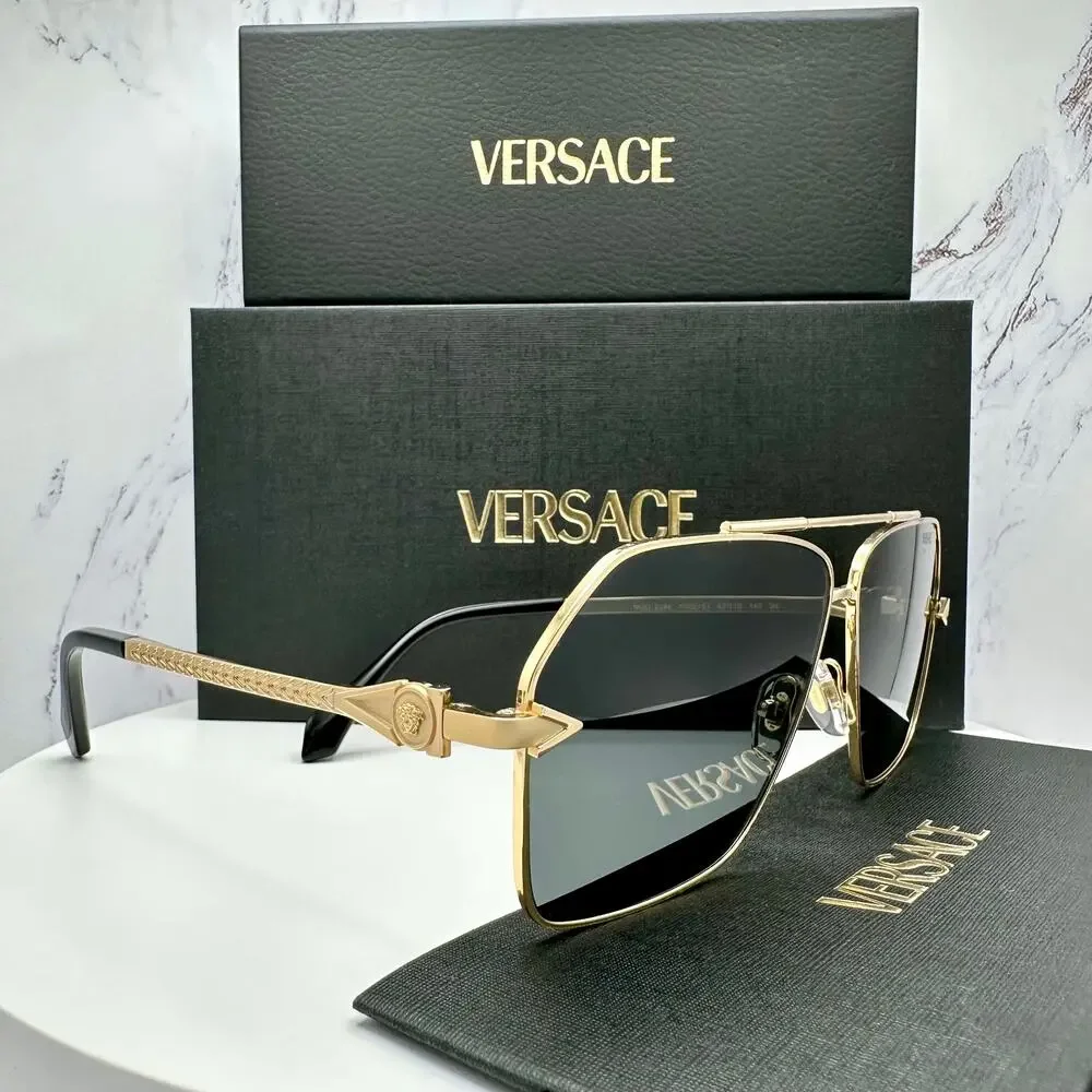 NEW VERSACE Gold Metal Sunglasses